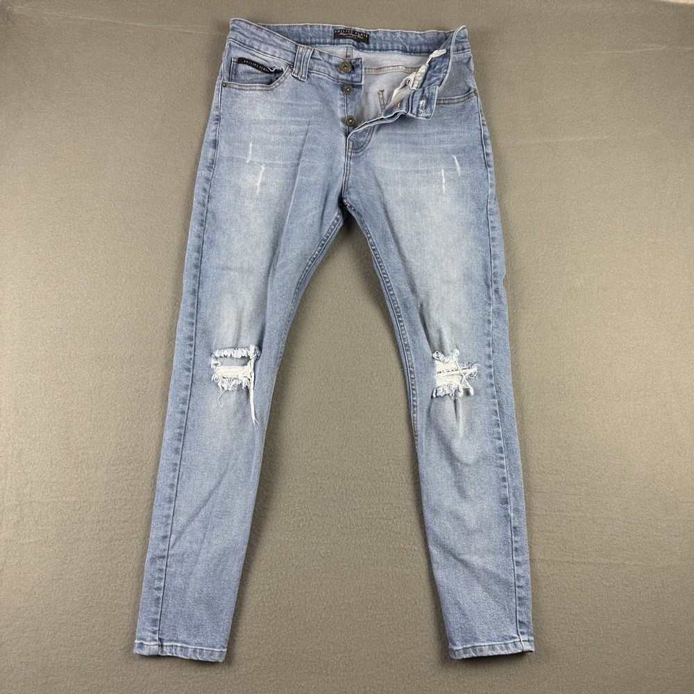 Philipp‎ Plein Jeans 30x30* Straight Cut Illigal Fight Club Distressed Ripped